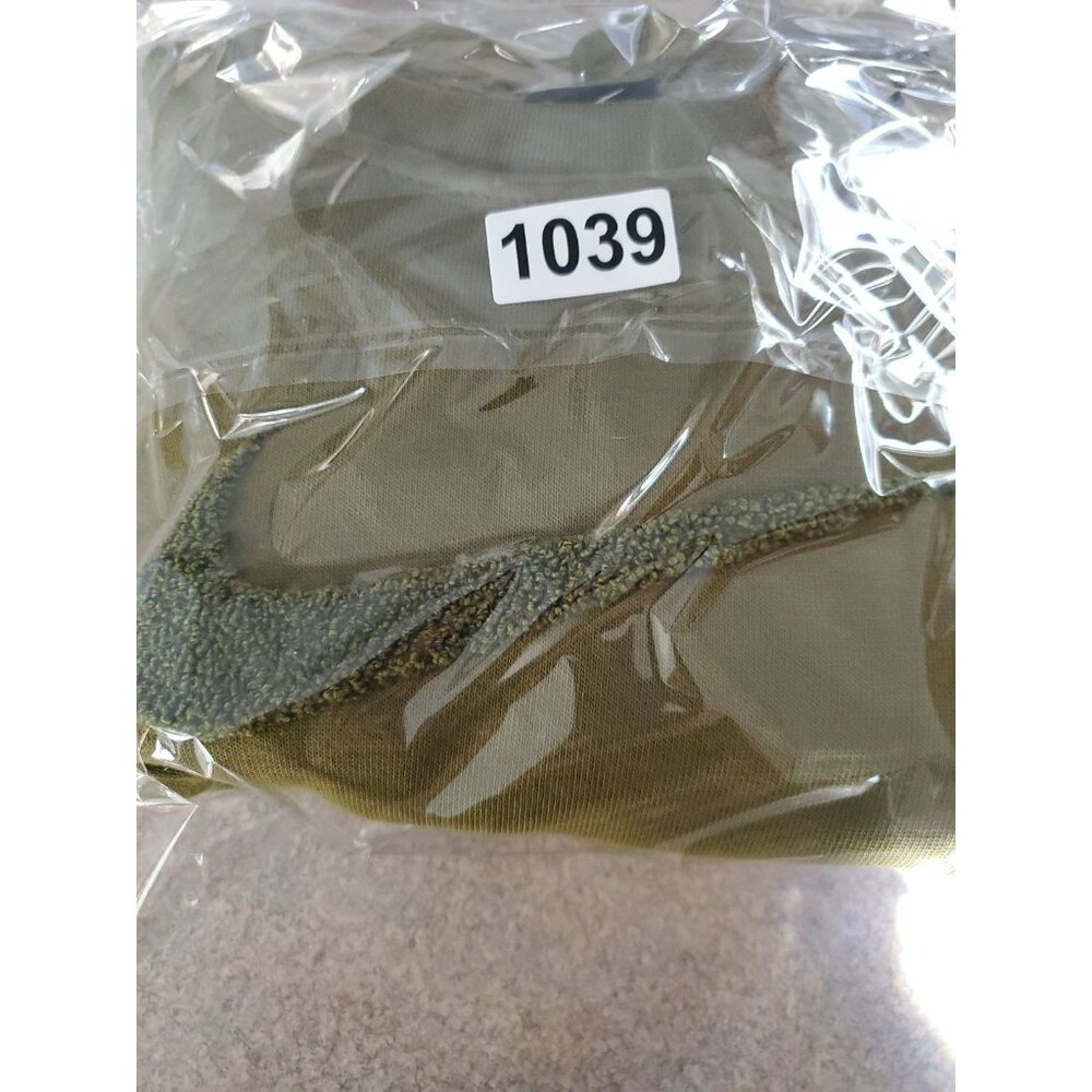 Nike Oversized Cropped Long Sleeve Crew Neck Sweatshirt Olive Green Textured SzM - Picture 9 of 9